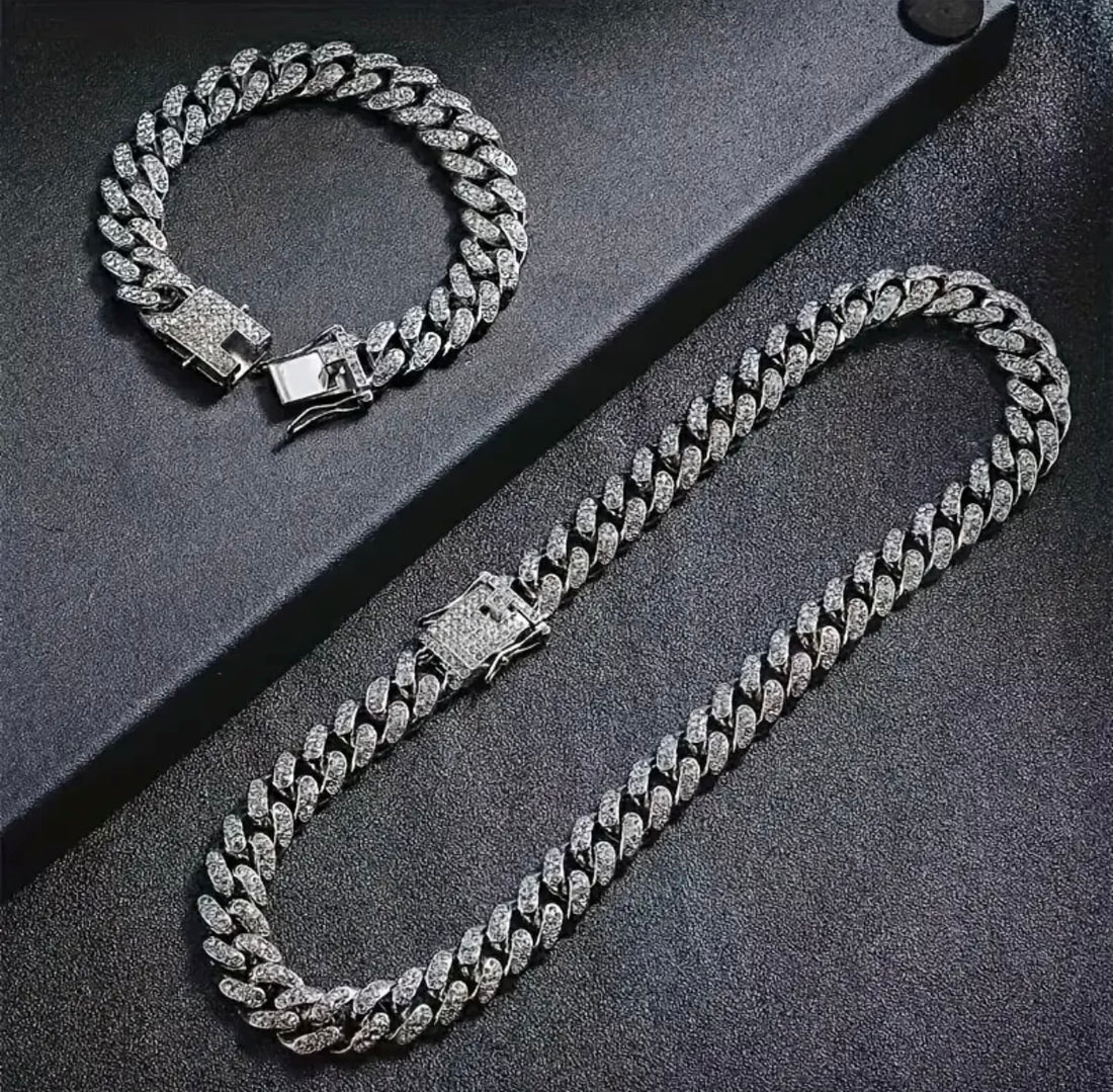 Ice Bling Necklace and Bracelet Set