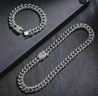 Ice Bling Necklace and Bracelet Set